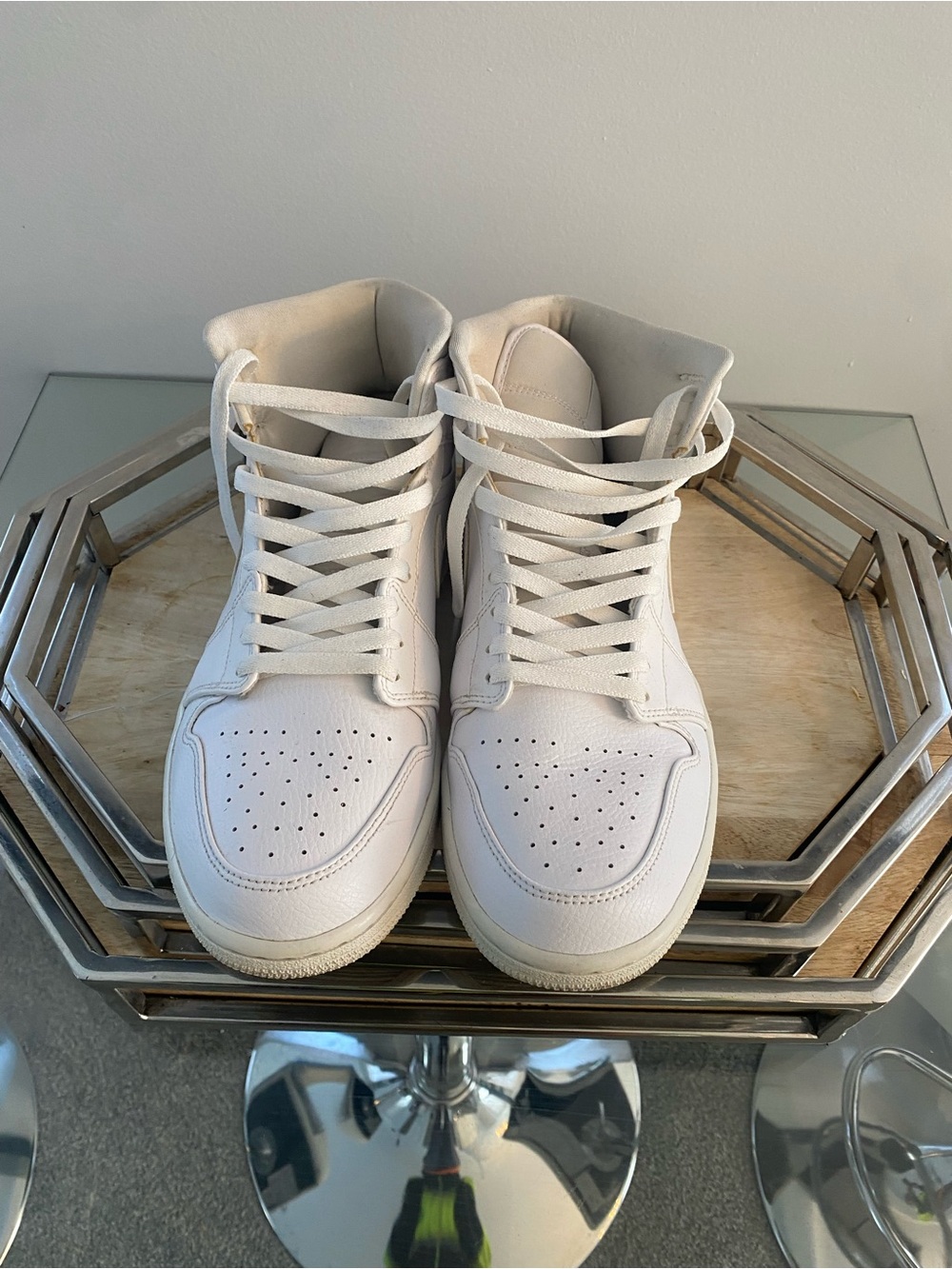 Jordan Men’s High-Top Sneakers in White/Cream